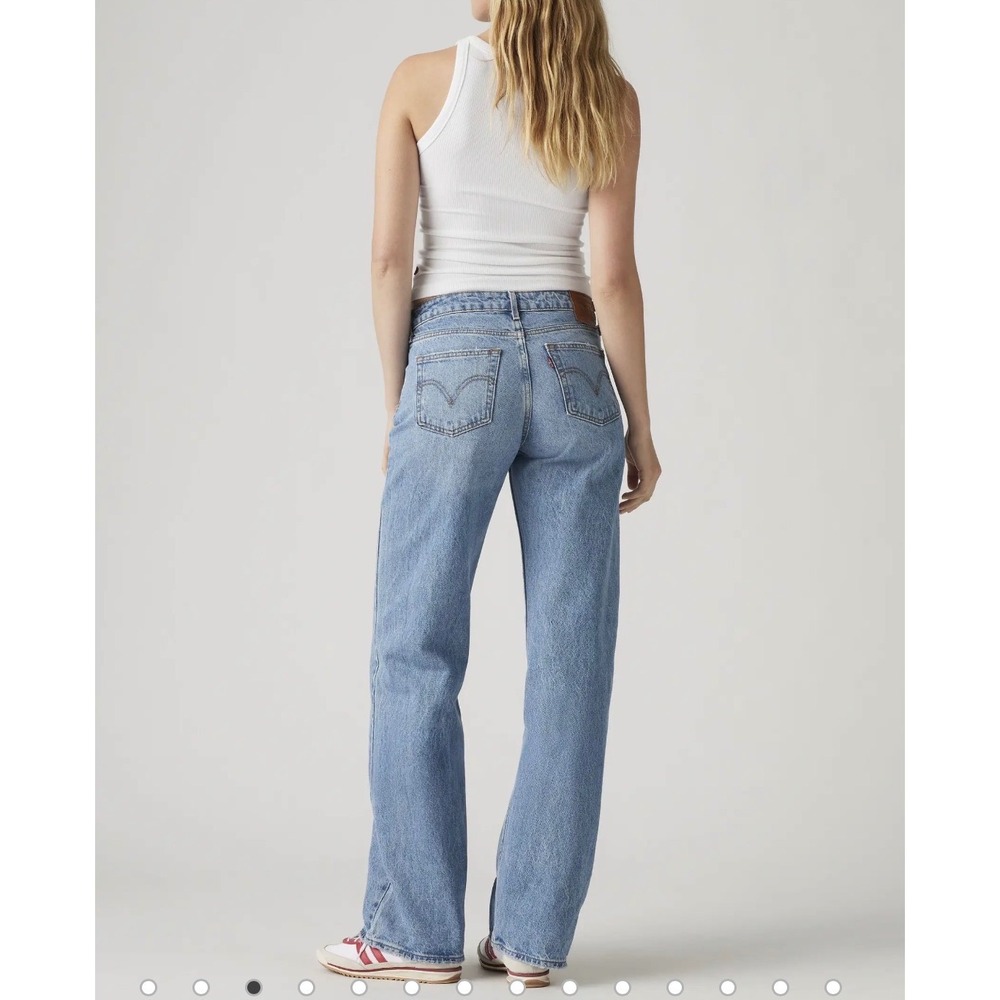 Levis Premium Low Loose Jeans Womens 28x32‎ Light Wash Distressed Ripped NWT